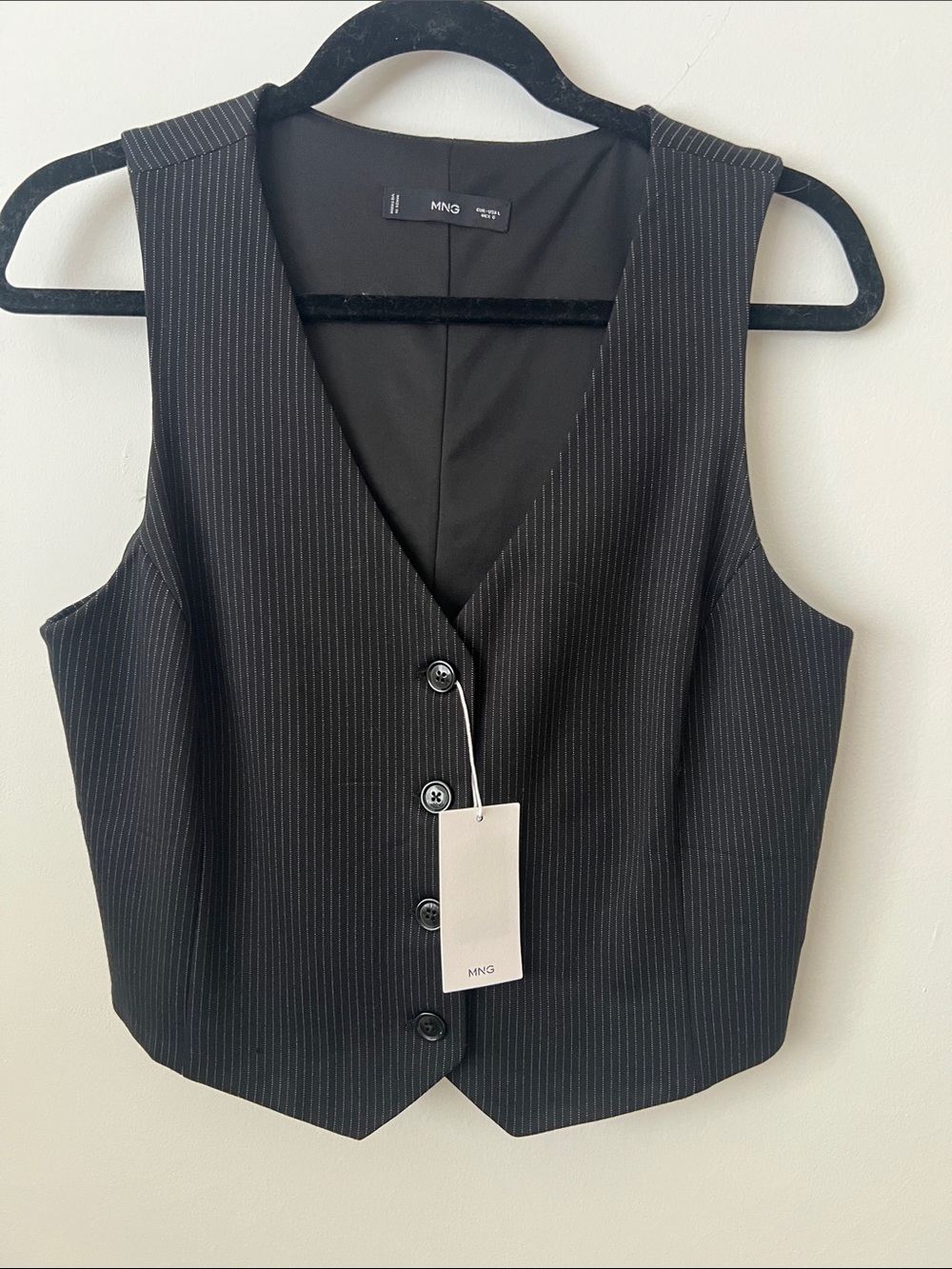 Mango Black Pinstripe Skirt Set - Cropped Vest & Midi Skirt - Picture 6 of 10